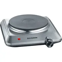 Severin Kochplatte, für Küche, Büro oder Camping, kleine Herdplatte mit stufenloser Temperatureinstellung, Campingkocher, Heizring mit 18cm Durchmesser, Single, Silber, Edelstahl, 1.500 W, KP 1092