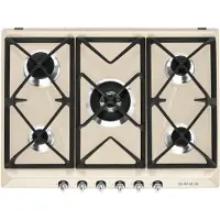 Smeg SR975PGH Gas-Kochfeld, 68,5 cm Breite, Emaillerahmen, 5 Kochstellen, Wok-Kochfeld