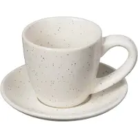 Broste Copenhagen Nordic Vanilla Espressotasse mit Untertasse – Ø9 x H5 cm