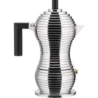 Alessi Pulcina MDL02/3BFM Espresso-Moka-Kaffeemaschine für Induktion 3 Tassen aus Aluminiumguss, Schwarz