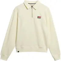 Superdry für Damen. W2012234A Athletic Essentials Weißes Rollkragenpullover mit halbem Reißverschluss (L), Lässig, Baumwolle