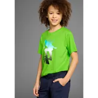 Kidsworld T-Shirt "Skating - Druck", Jungen, Gr. 128/134, grün, Jersey, Obermaterial: 100% Baumwolle, bedruckt, Basic, Rundhals, Shirts T-Shirt, Kurzarm, Basic-Passform, bedruckt, Rundhalsausschnitt