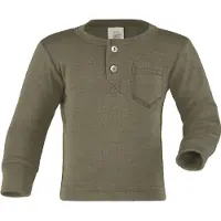 Engel - Baby Shirt mit Knopfleiste - Merinoshirt Gr 98/104 oliv