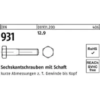 Reyher DIN 931 - Stahl 12.9 blank - M 14x60 - Sechskantschrauben Teilgewinde