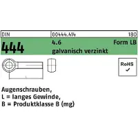 Reyher DIN 444 - Stahl 4.6 verzinkt - LBM 16x150 - Augenschrauben Form L langes Gewinde