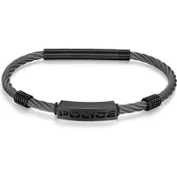 Police Armband "Quadro", schwarz, Armbänder, 22cm, Edelstahl Kautschuk, Edelstahl, Kautschuk, Armband
