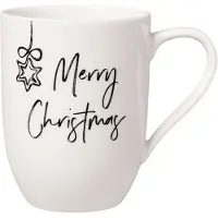 Villeroy & Boch Becher "Becher mit Henkel 'Merry Christmas' Statement 290 ml weiß", weiß, Porzellan, Trinkgefäße, Becher