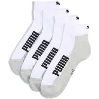 Puma Kurzsocken "UNISEX BWT CUSHIONED QUARTER 2P", Damen, Gr. 43-46, weiß, grau, schwarz, Baumwollmischung, normal, Socken Kurzsocken, Zweifarbig, Rippenbündchen