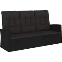 vidaXL Gartenbank mit Liegefunktion & Kissen Schwarz 173cm Poly Rattan - Gartenbank - Gartenbänke - Bank - Outdoor Bank