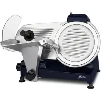 H.Koenig Elektrischer Alleschneider MSX256, professionell, präzise,Schnitt 0-12 mm, Klinge 25 cm, eingebauter Schärfer, 282 rpm, Nachtblau