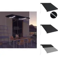 vidaXL Markise Manuell Einziehbar mit LED 350x250 cm Anthrazit - Markisen