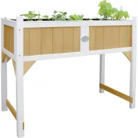 Axi Hochbeet aus Holz mit Gartenvlies | Hochbeet auf Stelzen für Garten / Balkon / Terrasse in Braun / Weiß