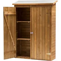Axi Olivier Gartenschrank aus Holz in Braun | Geräteschrank / Geräteschuppen für den Garten mit 2 festen Ablagen | 131 x 180 cm