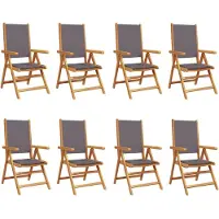 The Living Store Gartenstuhl Verstellbar 8 Stk. Anthrazit Stoff und Massivholz