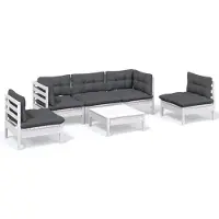 The Living Store 6-tlg. Garten-Lounge-Set mit Kissen Kiefer Massivholz