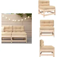 vidaXL Mittelsofa mit Kissen Massivholz Kiefer - Gartensofaelemente