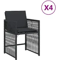 The Living Store Gartenstühle mit Kissen 4 Stk. Schwarz Poly Rattan