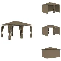 vidaXL Gartenzelt mit Vorhängen 4x3 m Taupe 180 g/m² - Pavillons & Partyzelte