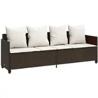 The Living Store Sonnenliege mit Kissen Braun Poly Rattan