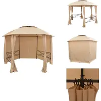 vidaXL Gartenpavillon mit Vorhängen Hexagonal 360x265 cm - Pavillons & Partyzelte