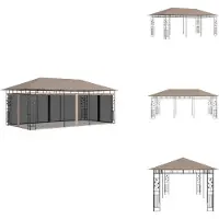 vidaXL Pavillon mit Moskitonetz 6x3x2,73 m Taupe 180 g/m² - Pavillons & Partyzelte