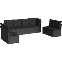 The Living Store 8-tlg. Garten-Sofagarnitur mit Kissen Schwarz Poly Rattan