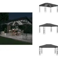 vidaXL Pavillon mit LED-Lichterkette 3x4 m Anthrazit Stoff - Pavillons & Partyzelte