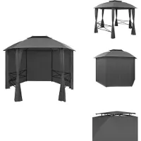 vidaXL Gartenpavillon mit Vorhängen Sechseckig 360x265 cm - Pavillons & Partyzelte