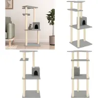 vidaXL Kratzbaum mit Sisal Kratzsäulen Hellgrau 123 cm - Kratzbaum - Kratzbäume - Katzenturm - Katzenmöbel