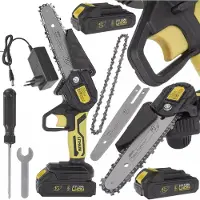 GEKO | Kettensäge mit Akku, 6", 2x2.0Ah, 21V, Li-ion Akkusäge, Handkettensäge Akku für Gartenscheren, Astschere, Holzschneiden