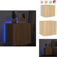 The Living Store TV-Wandschrank mit LED-Leuchten Sonoma-Eiche 40,5x35x40 cm