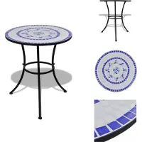 vidaXL Bistrotisch Blau und Weiß 60 cm Mosaik - Gartentische