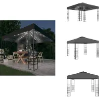vidaXL Gartenzelt mit LED-Lichterkette 3x3 m Anthrazit - Pavillons & Partyzelte
