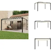 vidaXL Pavillon mit Lamellendach 3x4 m Creme Stoff und Aluminium - Pavillons & Partyzelte