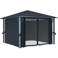 vidaXL Pavillon mit Vorhängen 300×300 cm Anthrazit Aluminium - Pavillons & Partyzelte