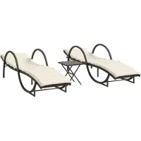 The Living Store Sonnenliegen 2 Stk. mit Tisch Braun Poly Rattan