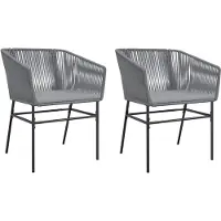 The Living Store Gartenstühle 2 Stk. mit Kissen Grau Poly Rattan