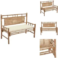 vidaXL Gartenbank mit Auflage 120 cm Bambus - Gartenbänke