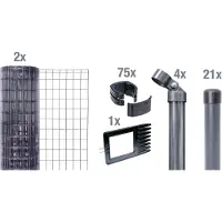 Alberts Fix-Clip Pro Gartenzaun, Höhe 81 cm, Länge 50 m, Zaun-Komplettset zum Einbetonieren, anthrazit