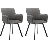 Konsimo Stuhl 2-tlg Velours-Sitz schwarzer Metallrahmen "PYRUS", Grau, Stoff/Metall, Loft, 56x84x46 cm