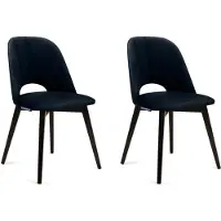 Konsimo Stuhl 2-tlg Velours-Sitz Beine aus massivem Buchenholz "BOVIO", DunkelBlau, Stoff/Holz, Modern, 48x86x44 cm