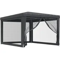 The Living Store Partyzelt mit 4 Mesh-Seitenwänden Anthrazit 3x4 m HDPE