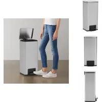 vidaXL Mülleimer mit Pedal Anti-Fingerabdruck 30 L Silbern Edelstahl - Mülltonnen & Abfalleimer