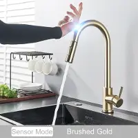 OEM Keukenkraan mit abziehbarem Auslauf - mit Sensor - schwarz - 1-hand-Griff - abziehbarer Auslauf - Keuken - Touch - Gold