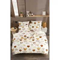 L'essentiel Maison , Teddy Bear Heart Fitted, Doppel-Bettbezug-Set, Senf, 65 % BAUMWOLLE / 35 % POLYESTER, 200 x 220 cm