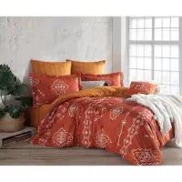 L'essentiel Maison , Talas, Ranforce Super King Bettbezug-Set (EU) (IT), 100 % BAUMWOLLE RANFORCE, Orange, 260 x 220 cm