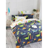 L'essentiel Maison , Doppel-Bettbezug-Set (DE), Dinolar - Dark Blue, 65 % BAUMWOLLE / 35 % POLYESTER, Dunkelblau, 200 x 200 cm