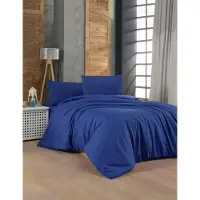 L'essentiel Maison , Dark Blue, Ranforce Einzelbettbezug-Set (FR), Dunkelblau, 100 % BAUMWOLLE RANFORCE, 140 x 200 cm