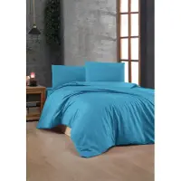 L'essentiel Maison , Sax Blue, Ranforce Einzelbettbezug-Set (FR), Saxofonblau, 100 % BAUMWOLLE RANFORCE, 140 x 200 cm