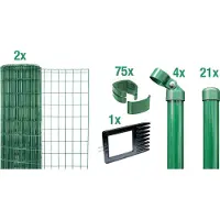 Alberts Fix-Clip Pro Gartenzaun, Höhe 102 cm, Länge 50 m, Zaun-Komplettset zum Einbetonieren, grün